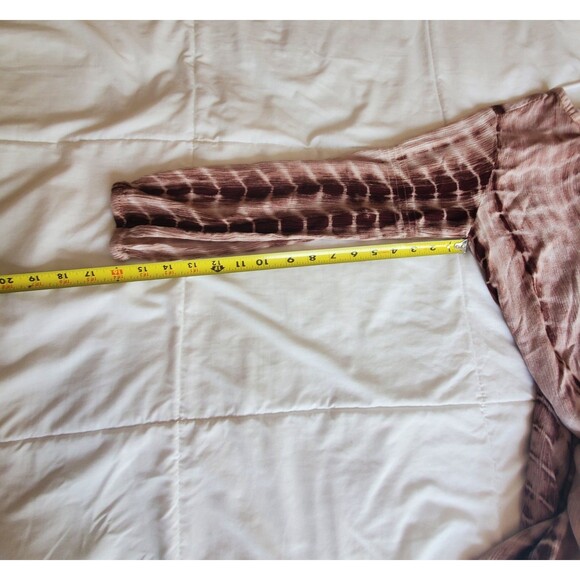 Umgee Blouse Womens Large Tie Dyed Tunic Keyhole Neck Flowy Gauzy Beige Brown - Picture 7 of 7